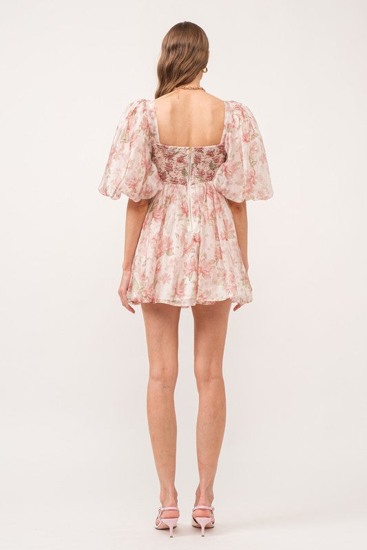 Enchanted Floral Puff Sleeve Mini