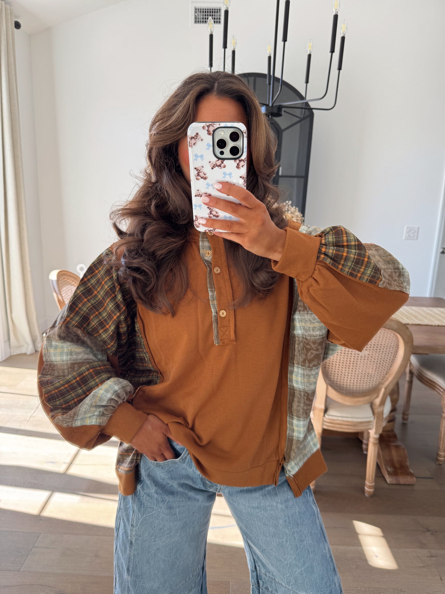 Pumpkin Spice Vintage Flannel Henley