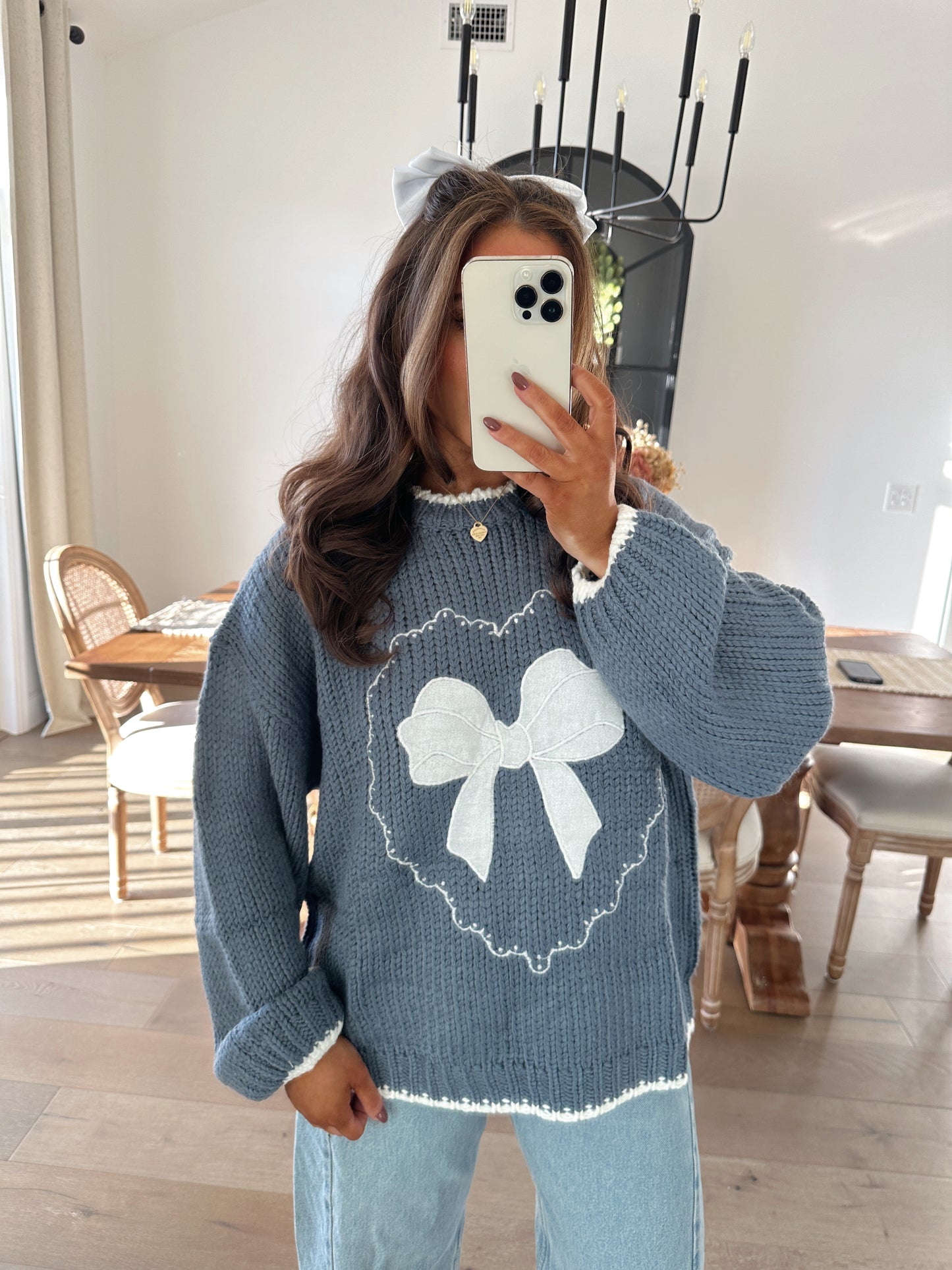 PRE-ORDER 2/10 Elsa Bow Chunky Sweater