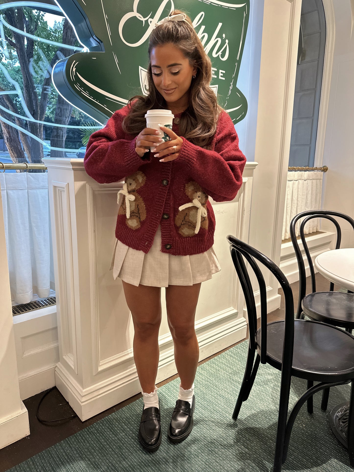Teddy Bear Cardigan (Burgundy) 🧸 LIMITED EDITION in stock