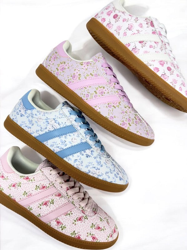 🎀Ribbons & Roses Coquette Sneakers PRE-ORDER - please allow time for arrival-expected August 4th for blue and pink(we do have some pink in house-so email us with any questions)