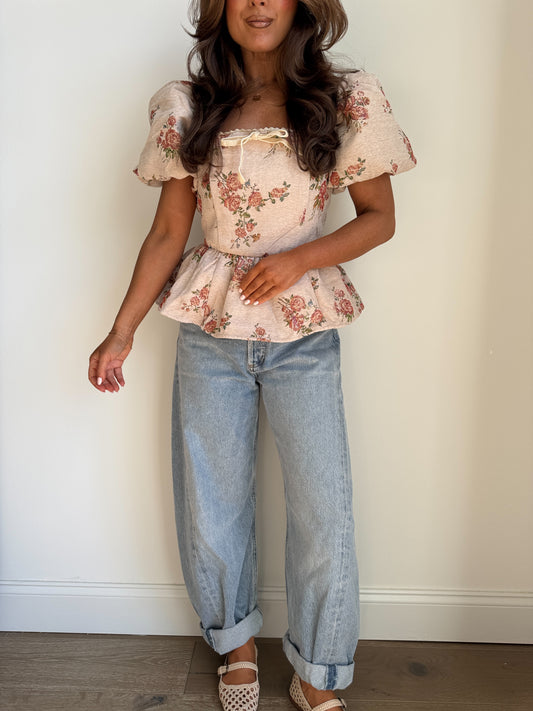 Sugar Cookie Puff Sleeve Top