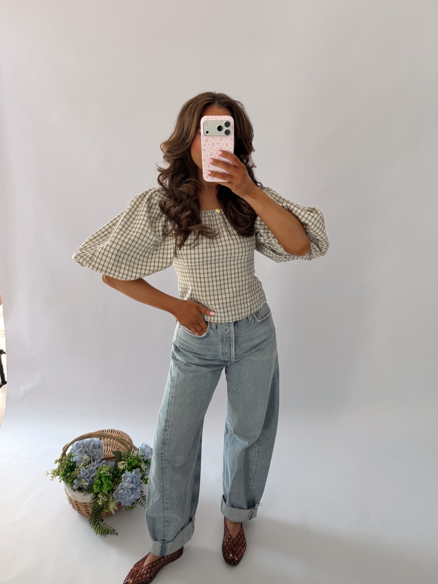Gingham Kisses Puff Sleeve Top