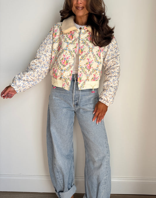Forever Love In Bloom Quilted Sherpa Jacket