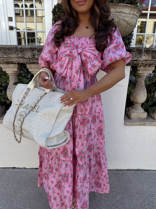 Sleeping Beauty Floral Puff Sleeve MIDI PRE ORDER.