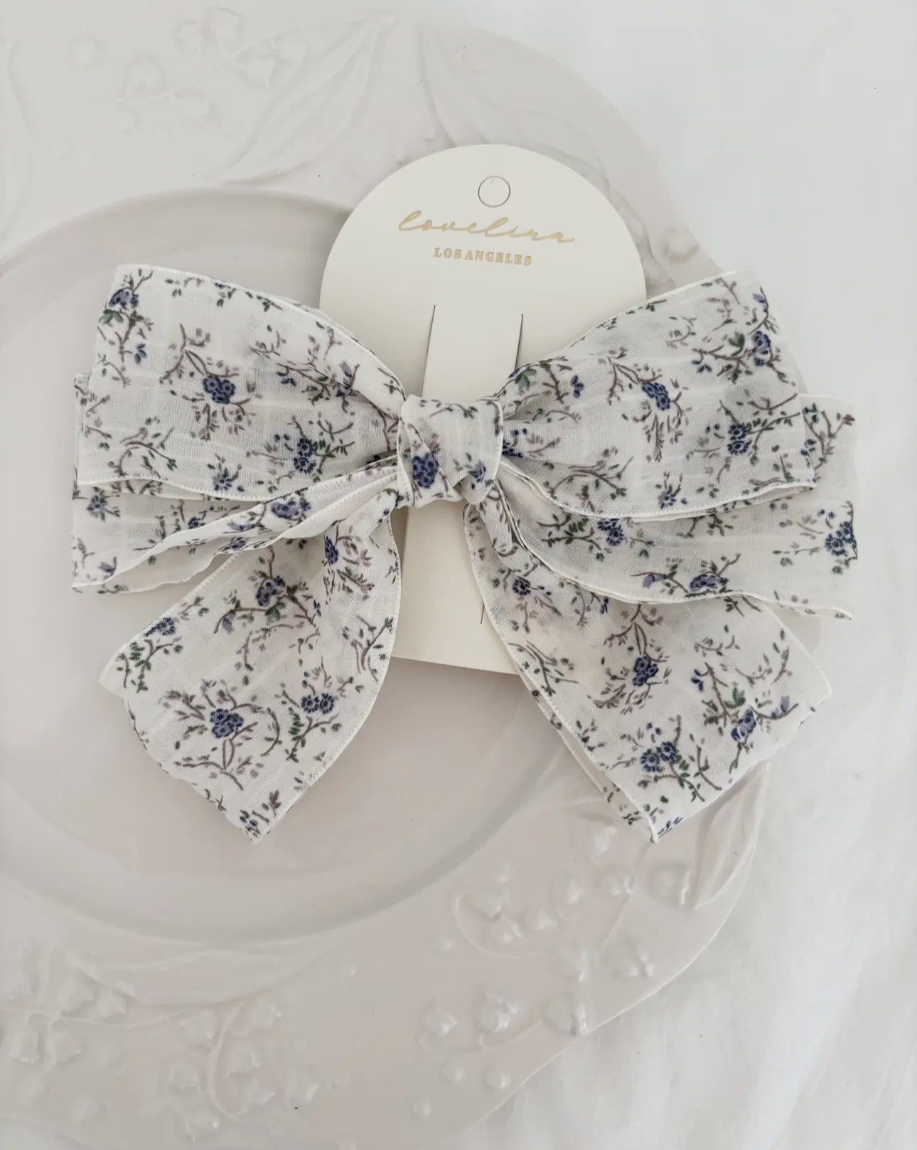 The Belle Bow Hair Barette (Blueberry)