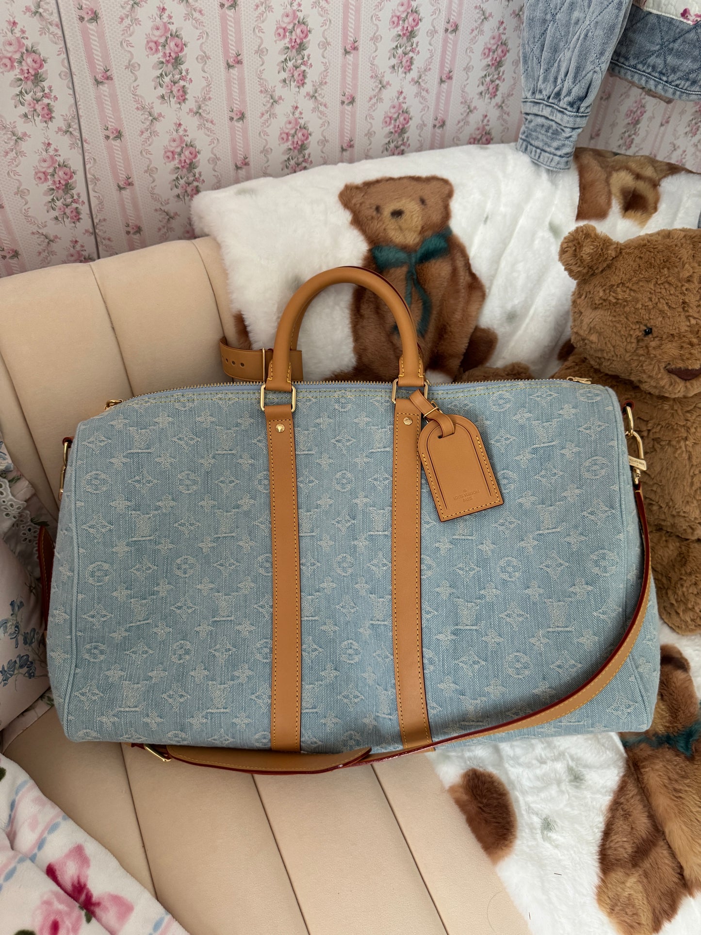 LV denim duffle bag