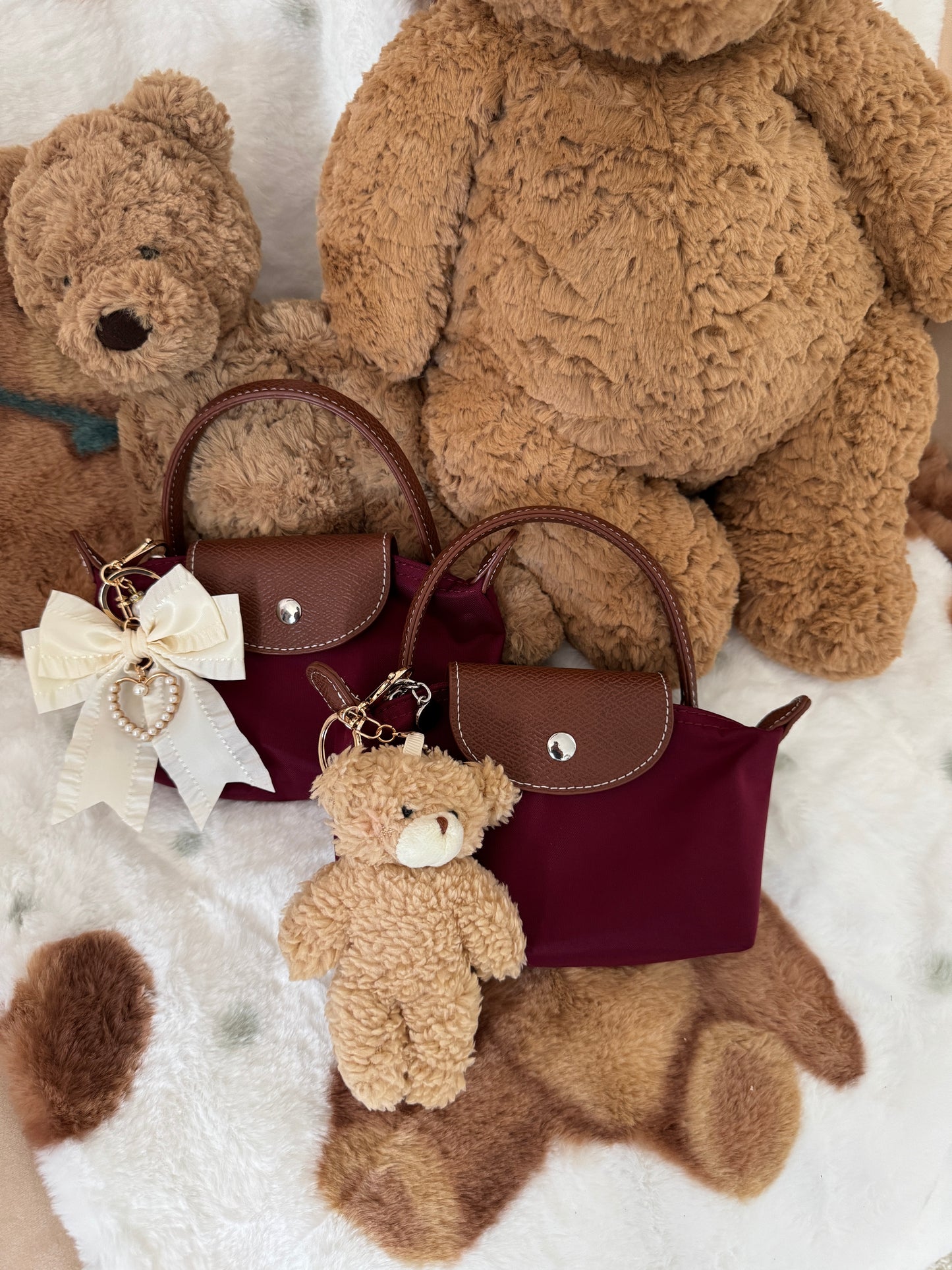 Jasmine Pouchette Crossbody Bag with Teddy charm