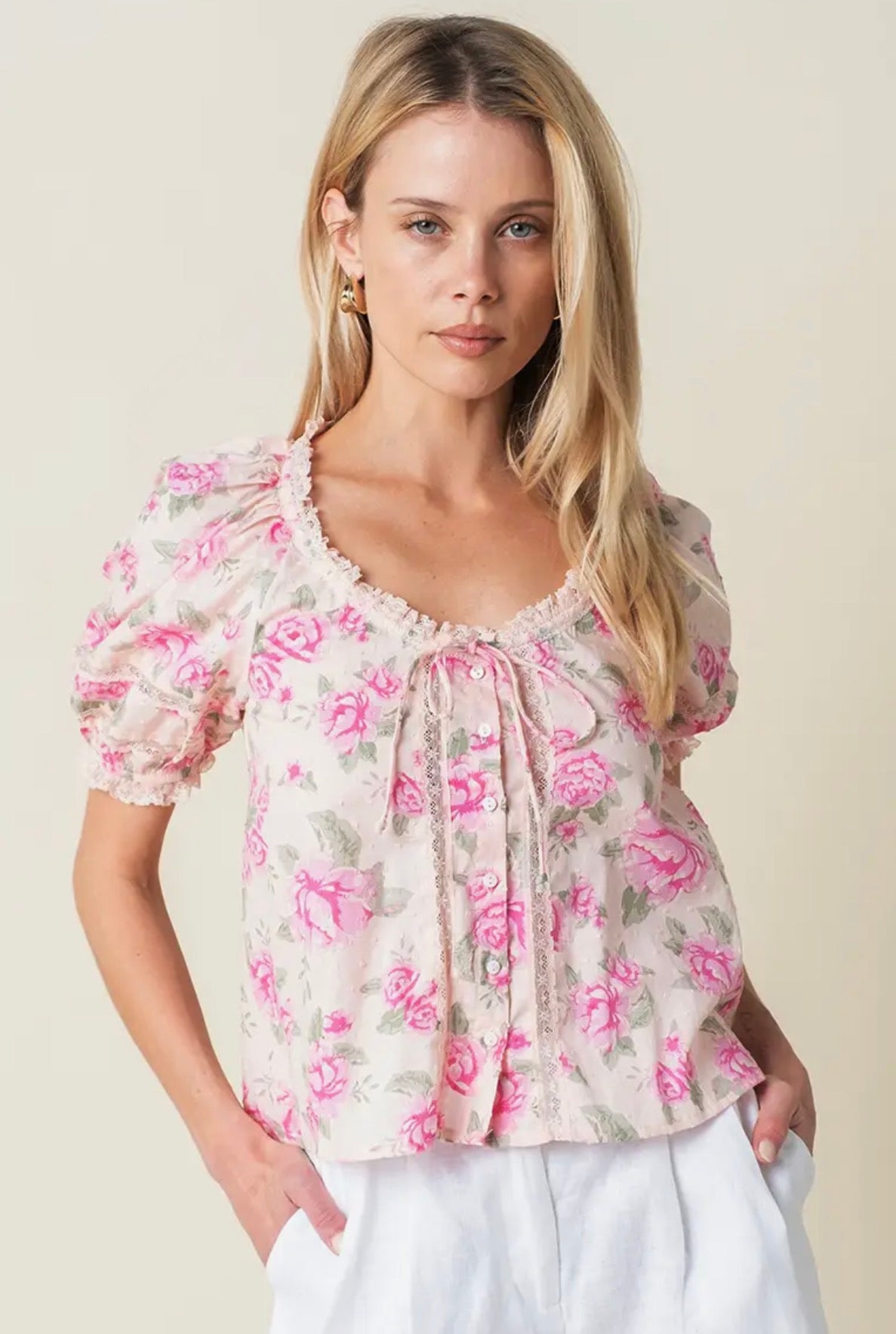 Pink Palm 100% Cotton Top