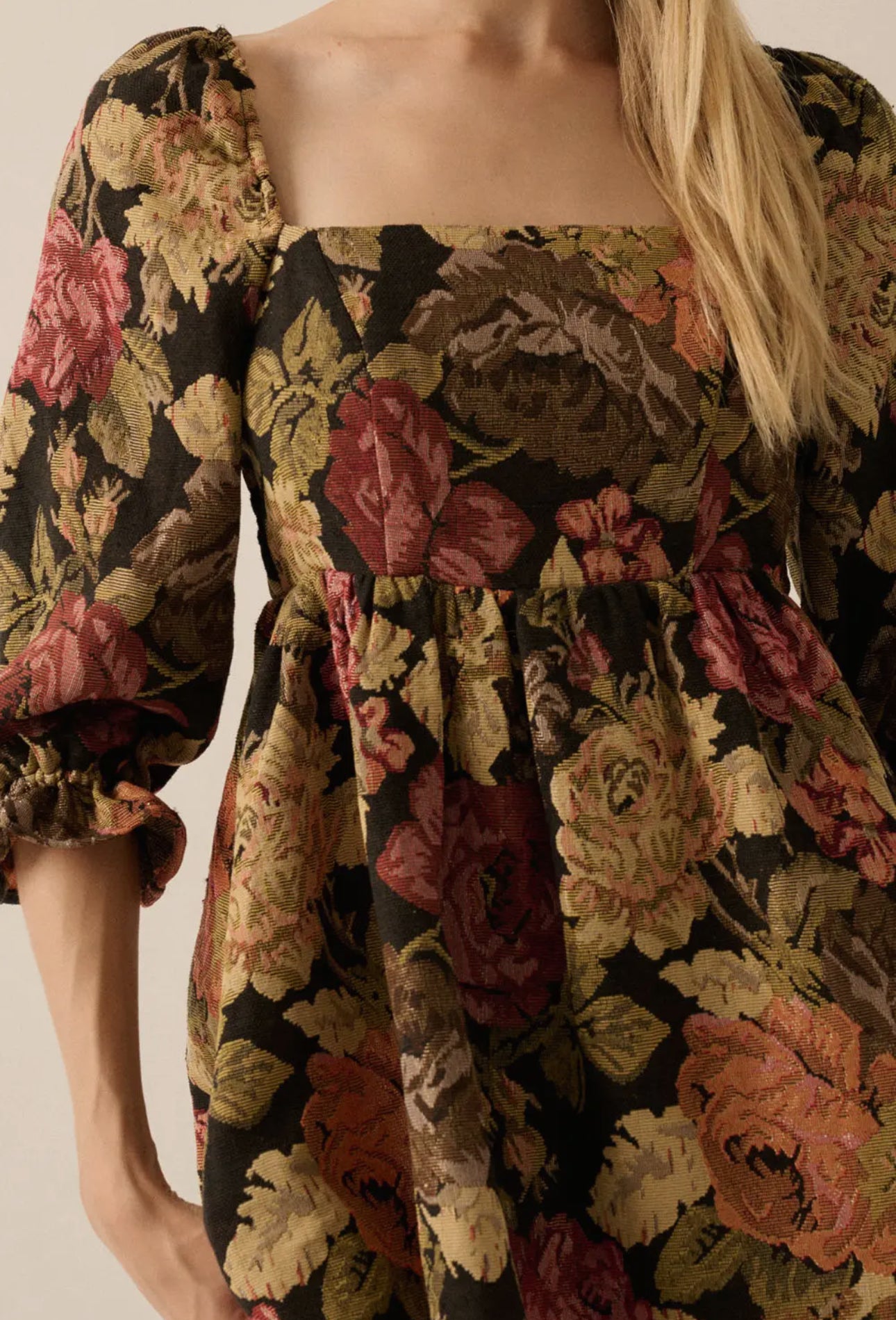 Winterberry Puff Sleeve Mini Dress