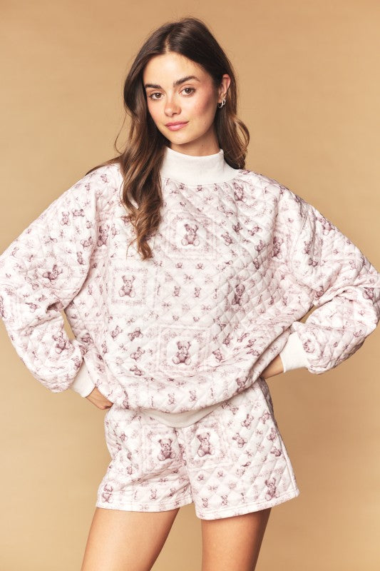 Teddy Darling Mockneck Quilted Set (mocha)