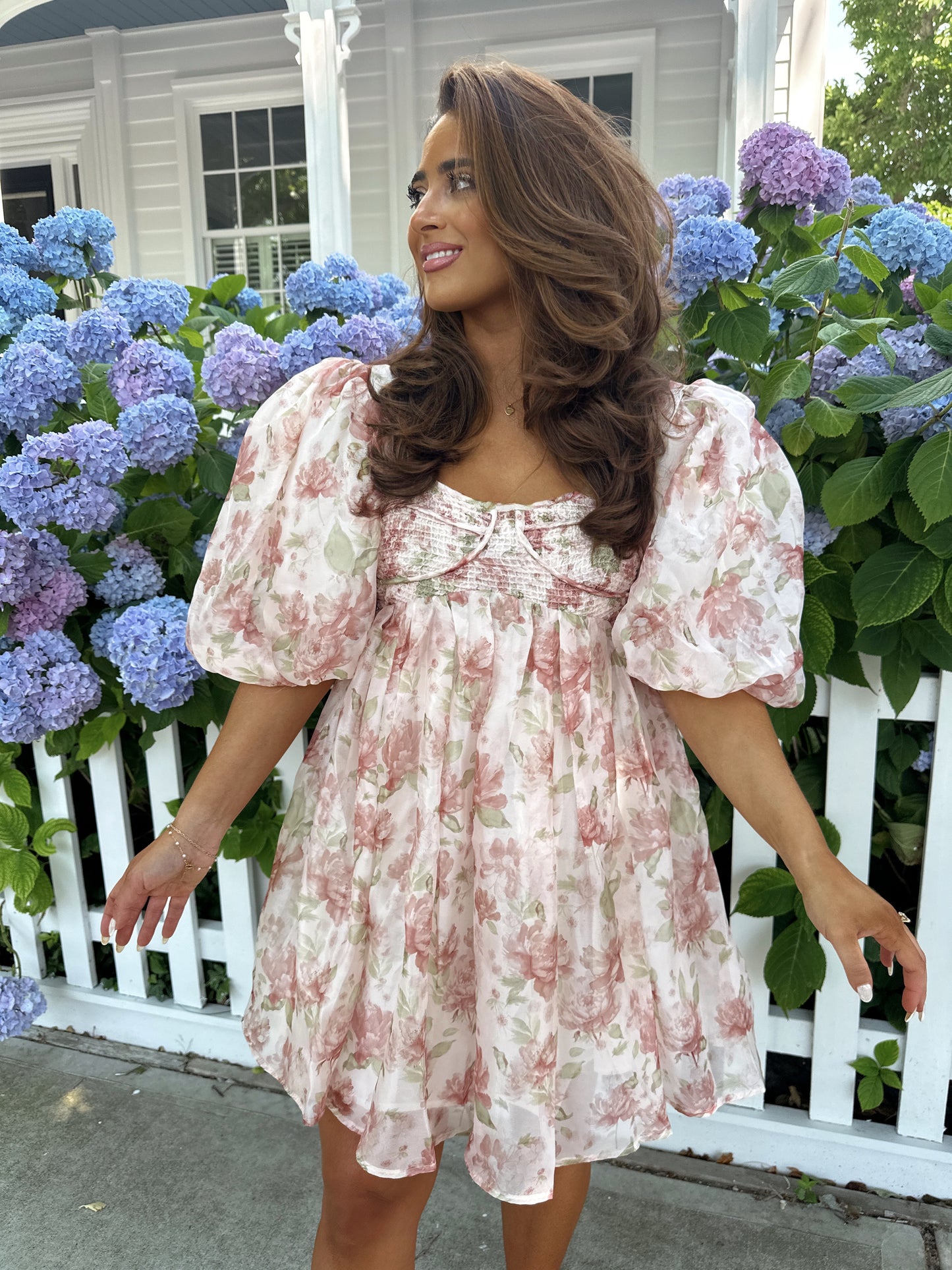 Enchanted Floral Puff Sleeve Mini