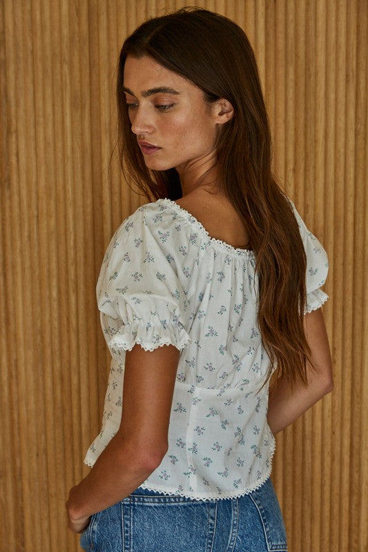 Aylin Floral Cotton Puff Sleeve