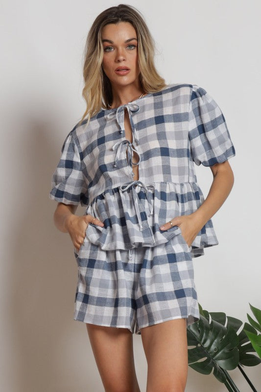 Gingham Gauze Set