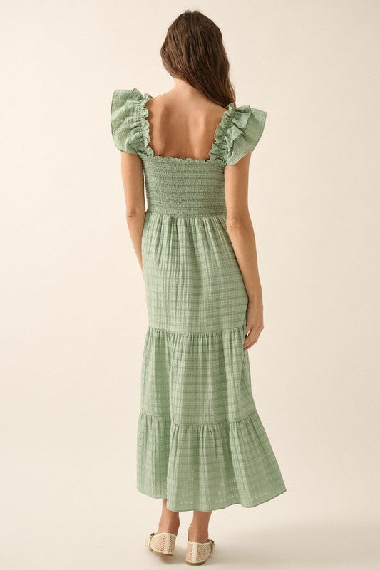 Sage Dream Ruffled Midi Dress