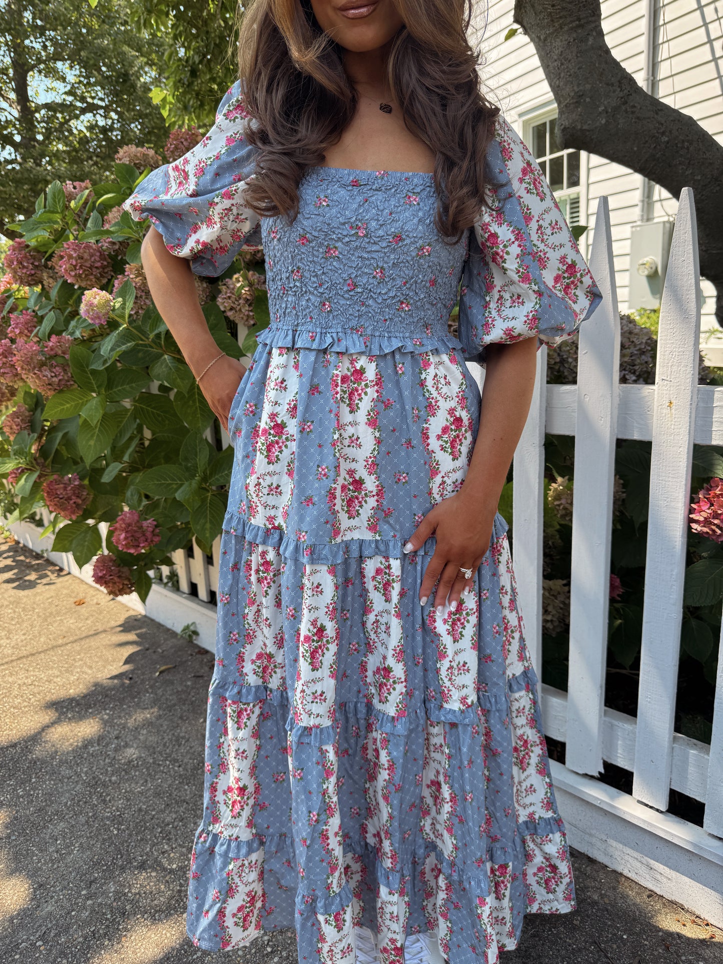 Sweet Bloom Puff Sleeve Midi (blue raspberry)