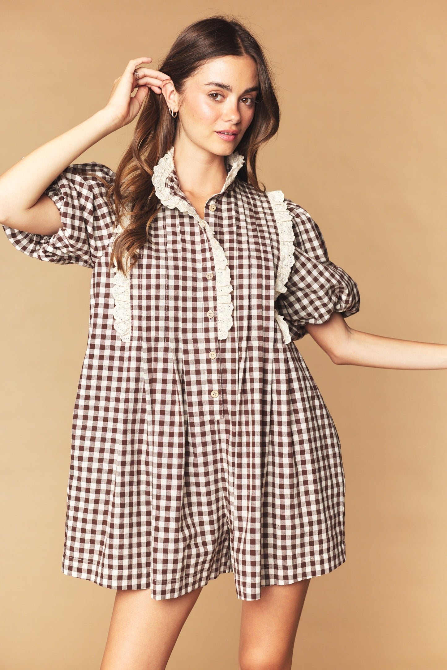 Cinnamon Sugar Puff Sleeve Romper RESTOCK