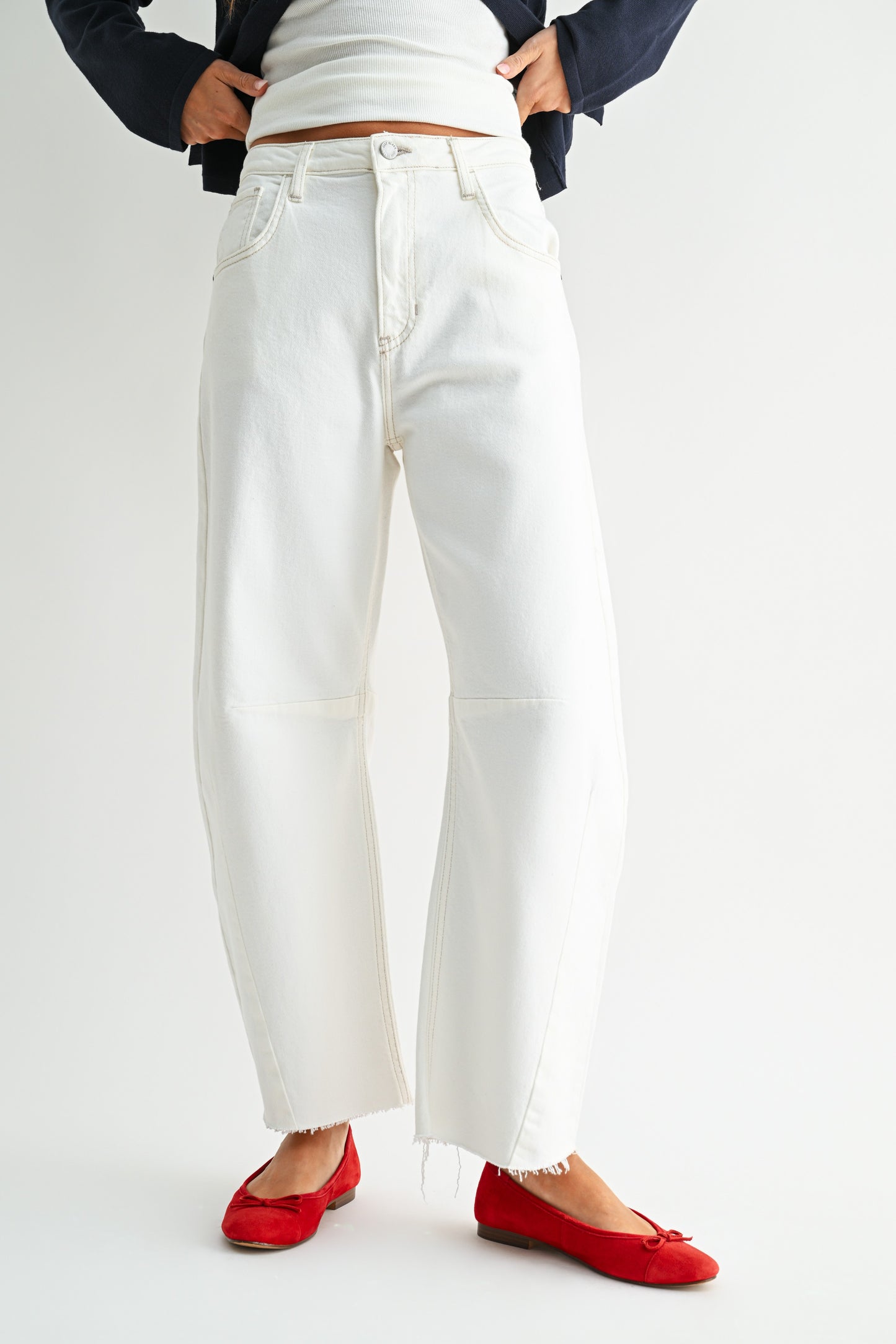 Southampton White Barrel Jeans - Ships 6.12