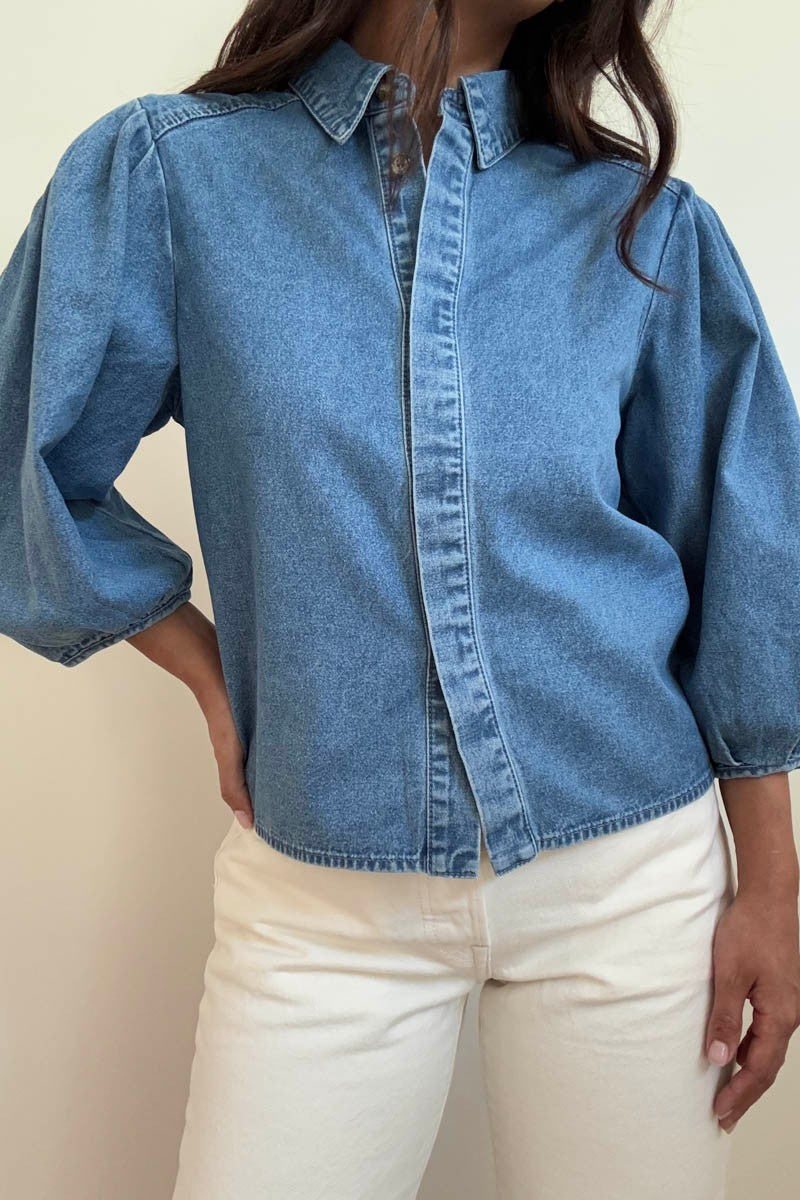 Denim Puff Sleeve Top