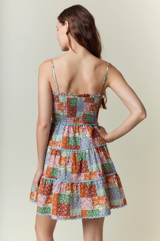 Fall Festival Patchwork Mini Dress