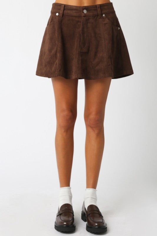 Cocoa Brown Suede Skirt