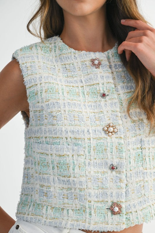 Whole New World Tweed Vest Blazer