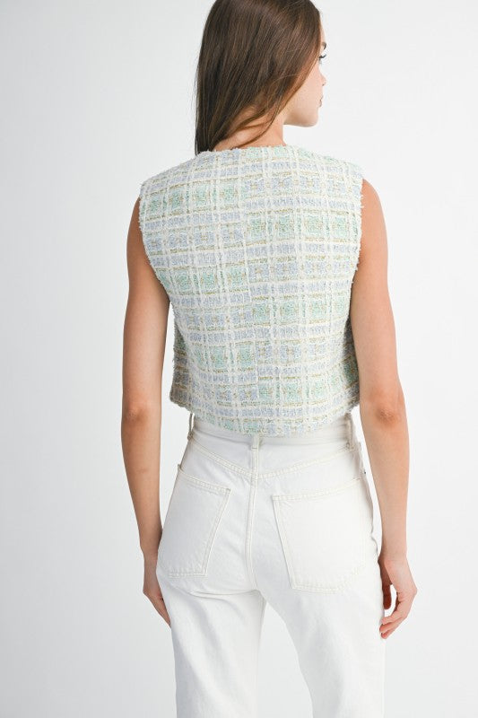 Whole New World Tweed Vest Blazer