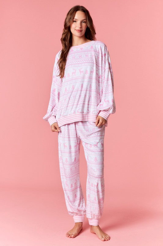 Cozy & Sleigh Pink Pj Set