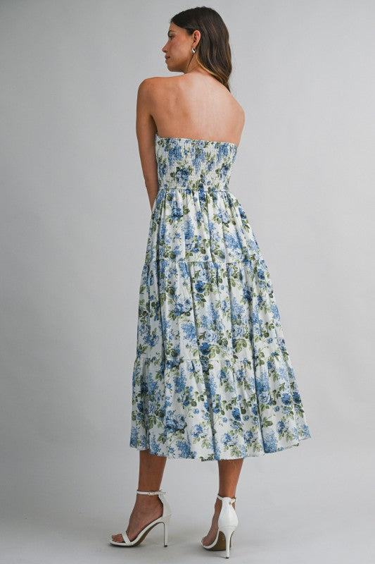 Blue & Cream Midi Dress RESTOCK