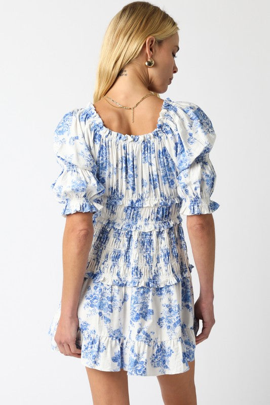 Ethereal Floral Puff Sleeve Mini Dress