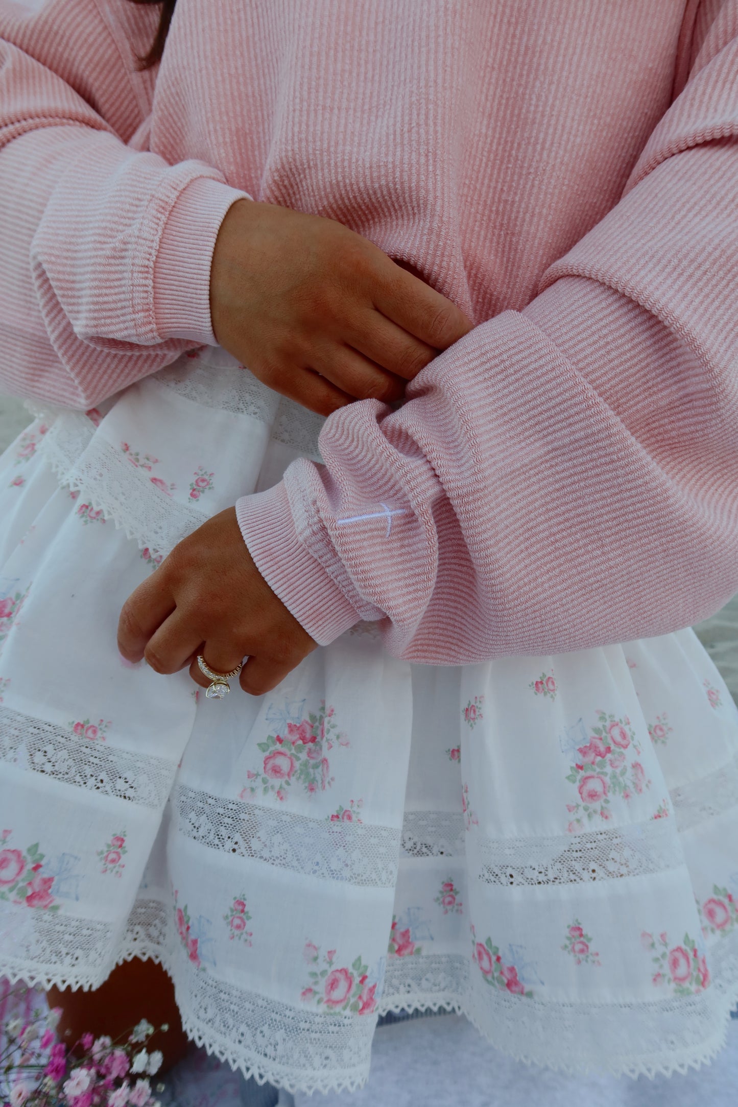 God is Good Corded Crew & Cross (Light Blush Pink)