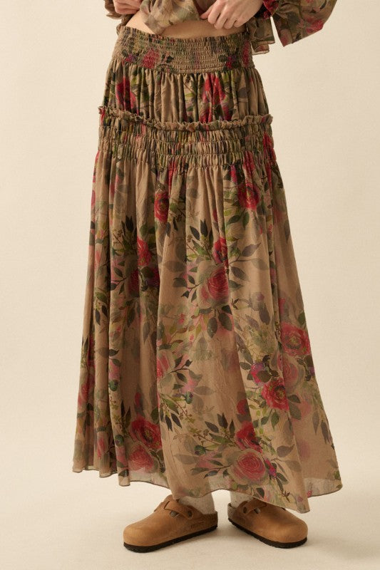 Chestnut Charm Floral Skirt
