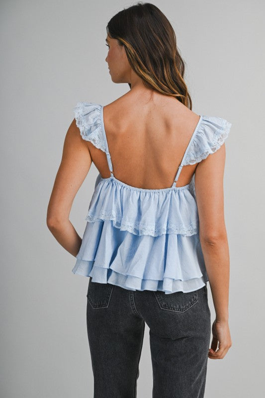 Ruffled Vintage Top (blue)