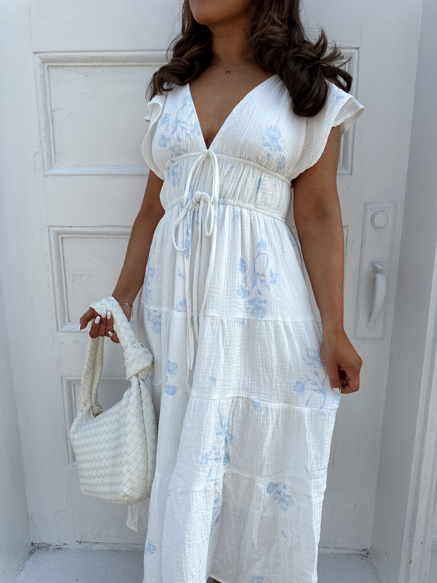 Heavenly floral gauze midi dress