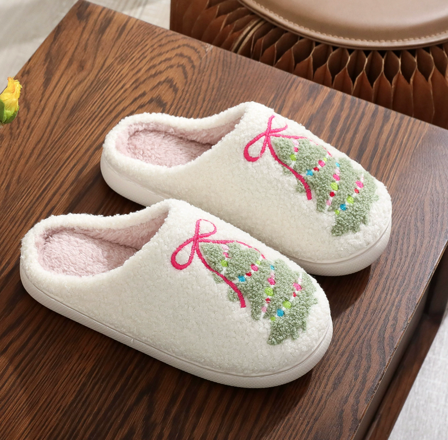 Cozy Christmas Tree Slippers