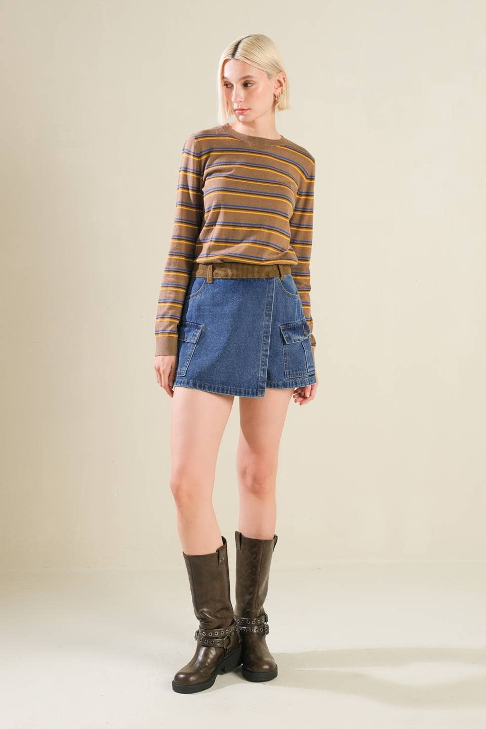 Haven Denim washed denim skort (part of a set)