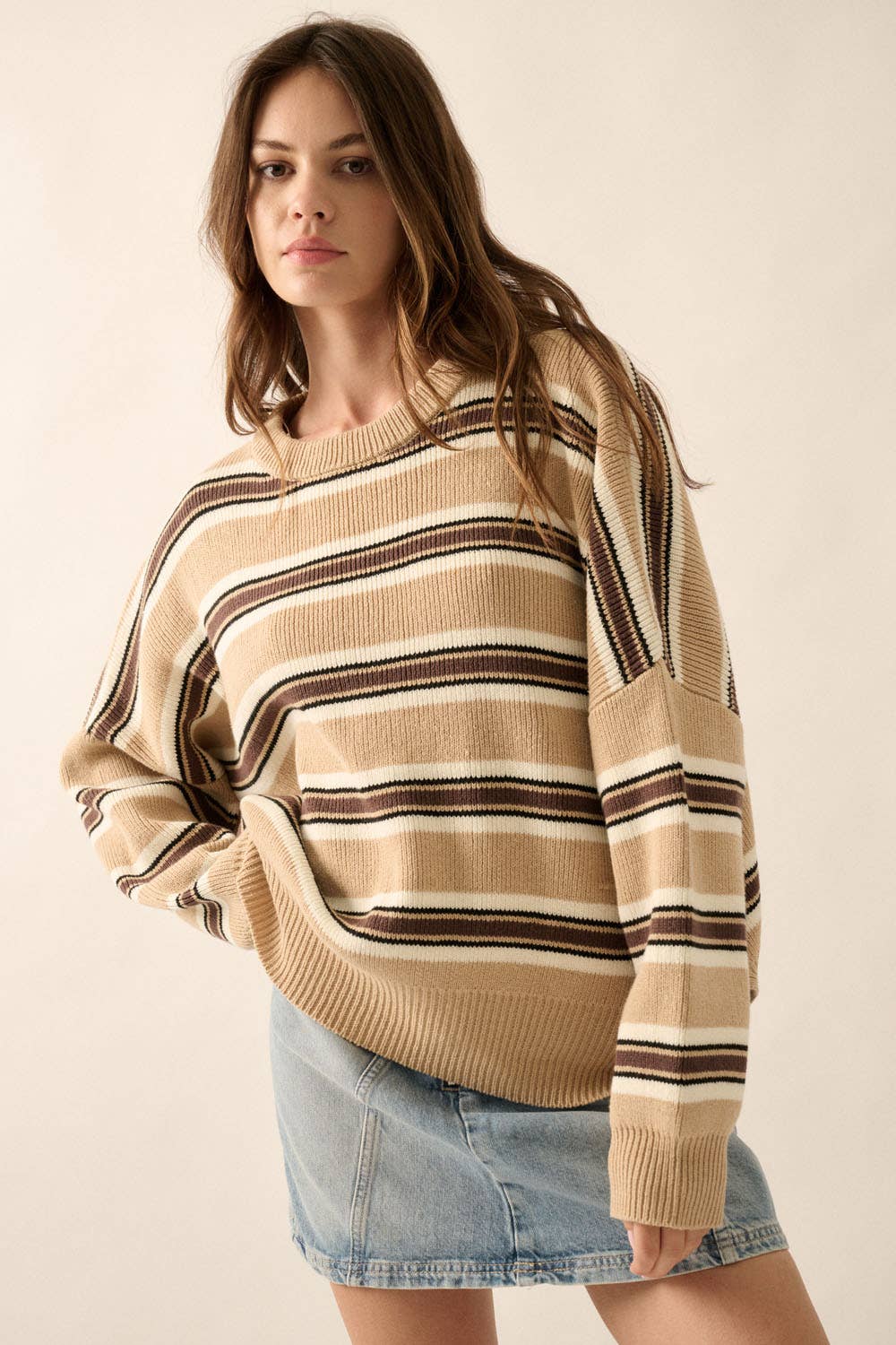 CHESTNUT Striped Knit Sweater
