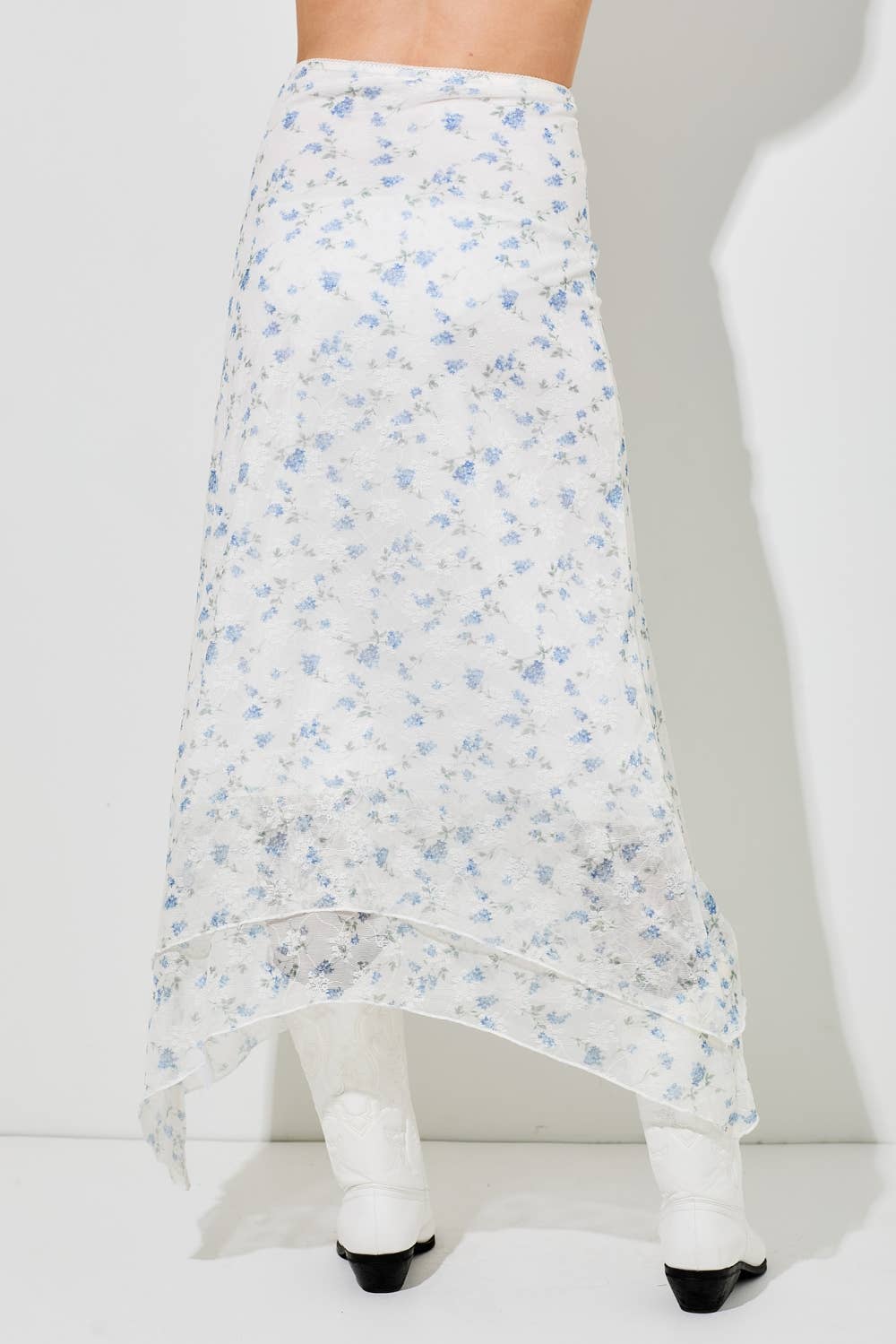 LIBERTY LACE PRINTED FLORAL MIDI SKIRT