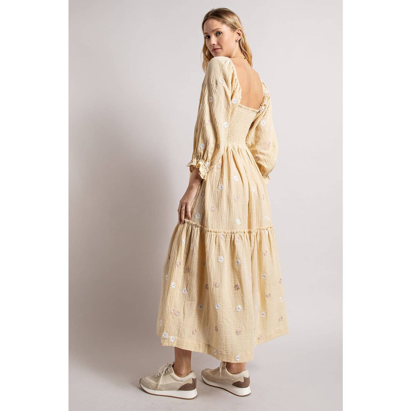 PRE-ORDER SEPTEMBER ARRIVAL Worthy GAUZE EMBROIDERY SMOCKING TIERED DRESS (estimated end of September )