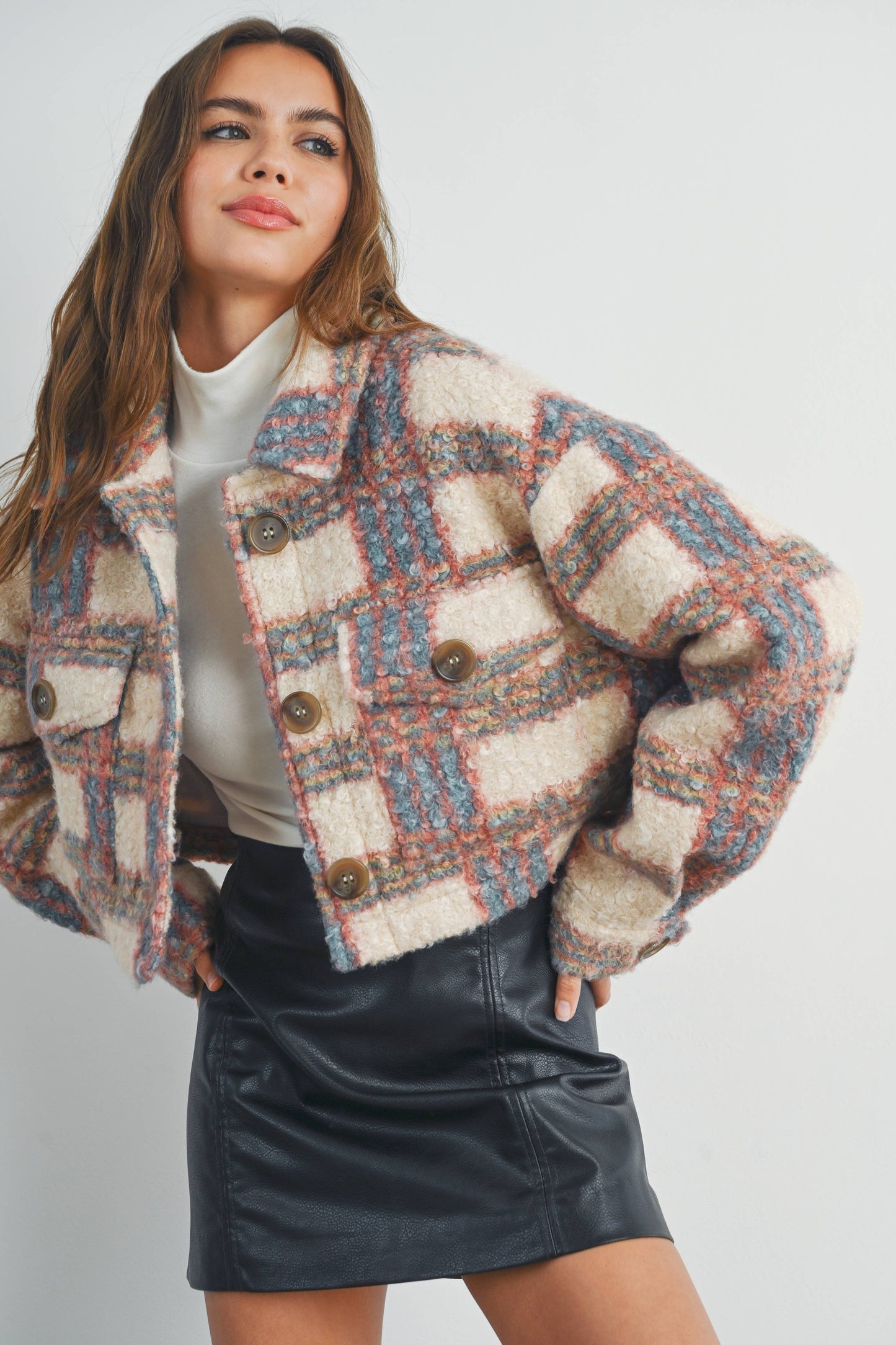 TEDDY PLAID POCKET FALL SHACKET