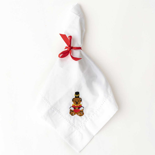 Teddy Bear Embroidered Dinner Napkin