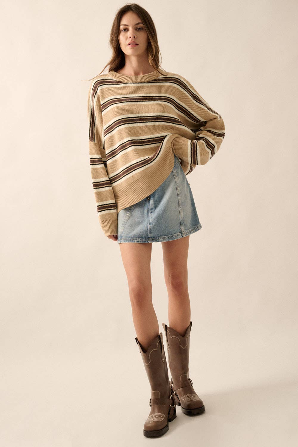 CHESTNUT Striped Knit Sweater