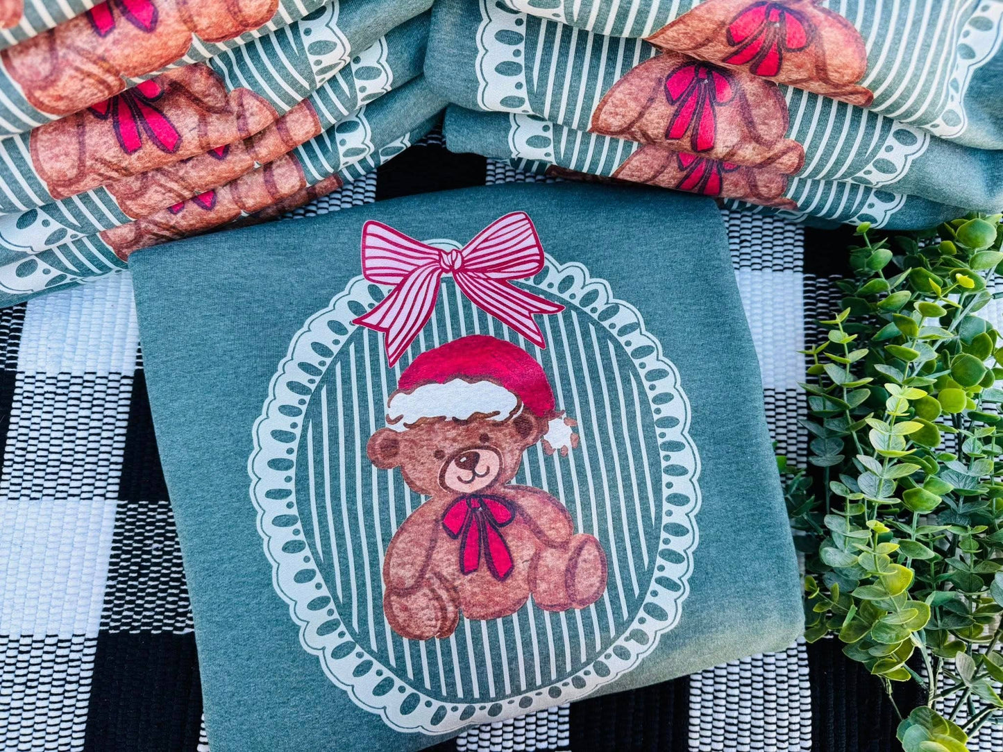 Peppermint Teddy Claus Pullover Sweater