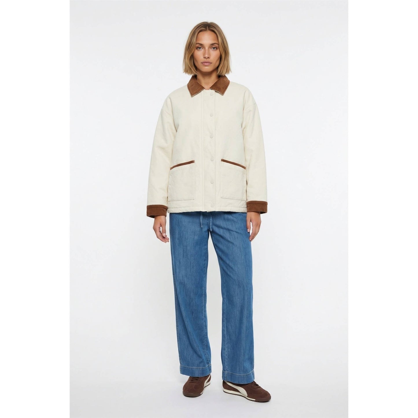 Barn jacket with corduroy details