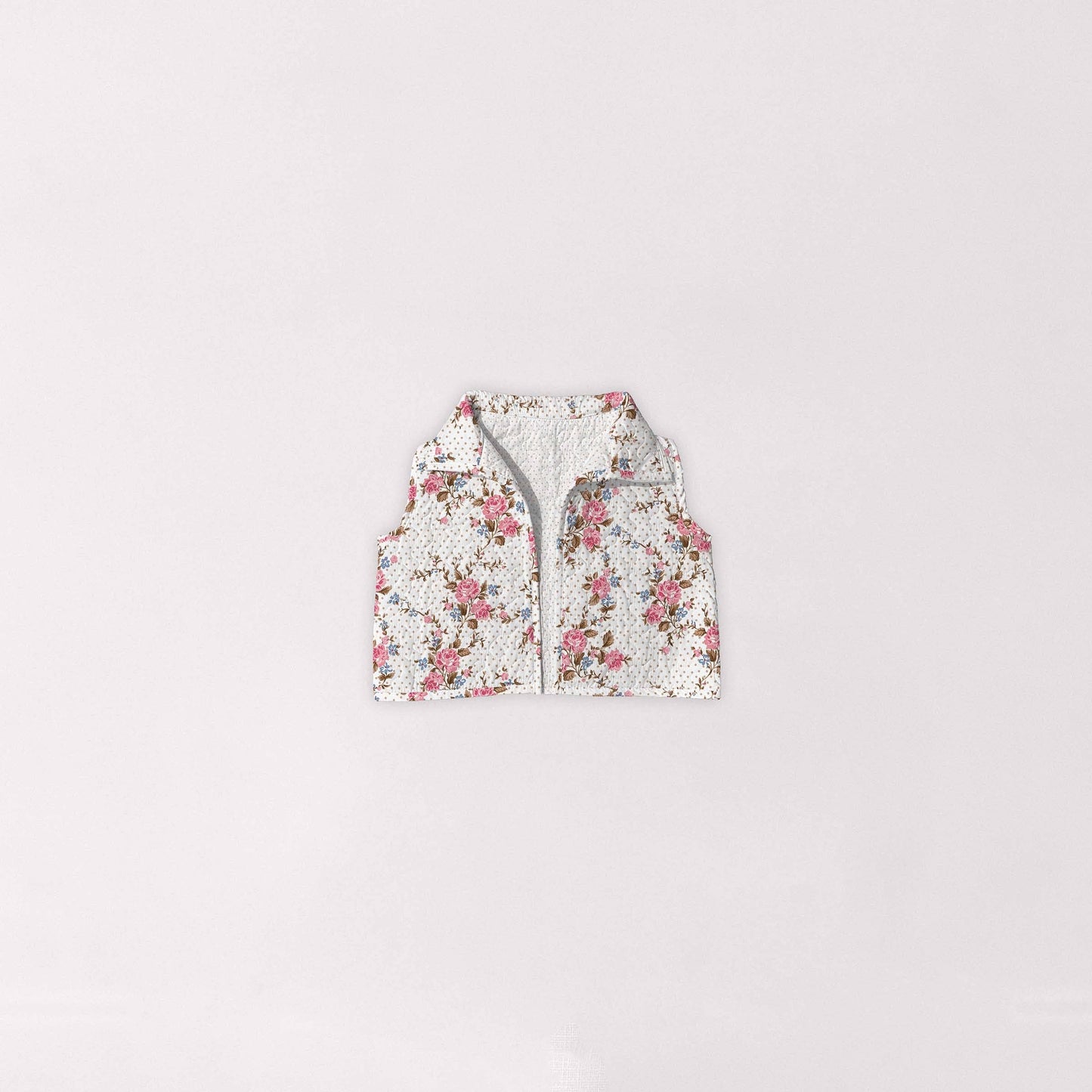 Bloom Floral White Bespoke Quilted Vest