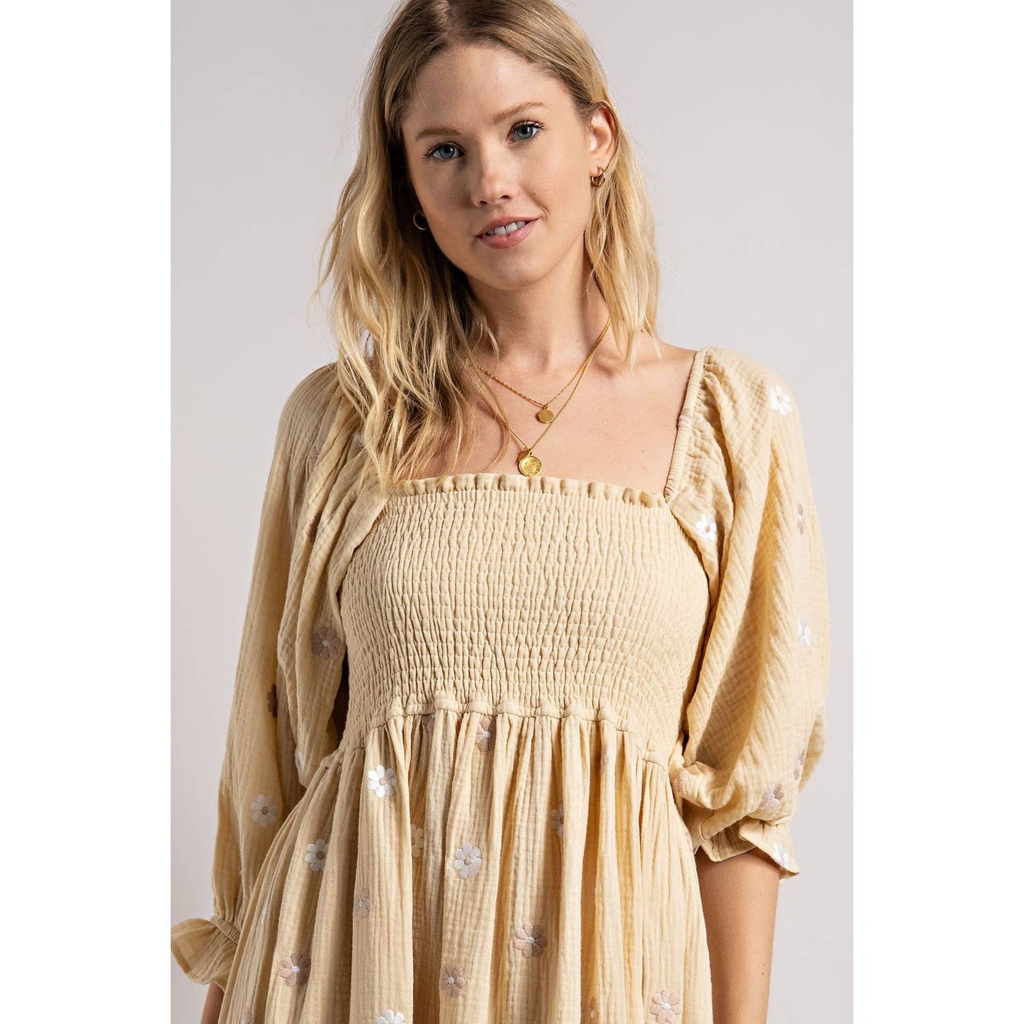 PRE-ORDER SEPTEMBER ARRIVAL Worthy GAUZE EMBROIDERY SMOCKING TIERED DRESS (estimated end of September )