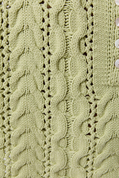 SPRING GARDEN CABLE KNIT SWEATER TOP (Sage) RESTOCK