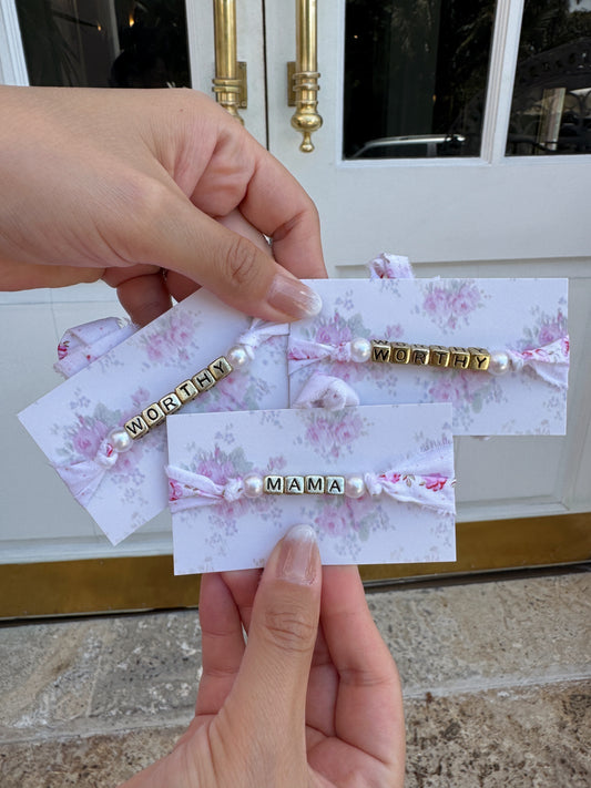 Shabby Chic Vintage Floral Tie Bracelet