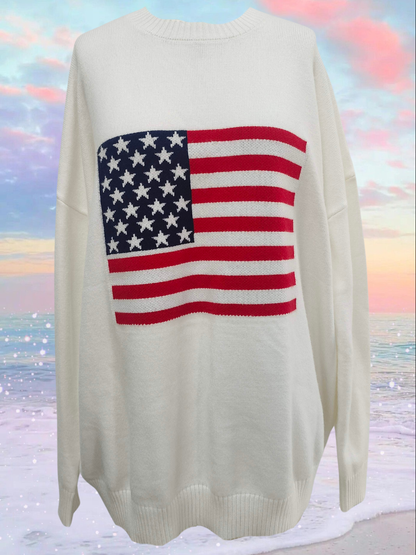 American Flag Oversized Sweater