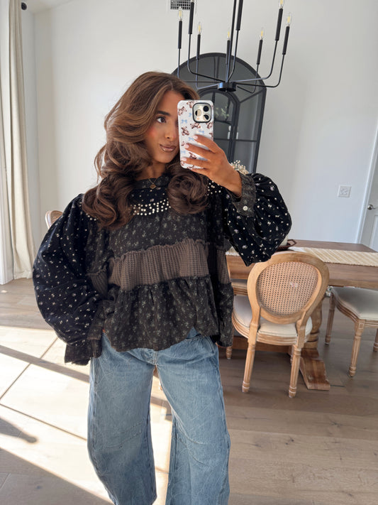 The Willow Balloon Sleeve Top (chocolate)